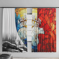 Kalaallit Nunaat Pride Window Curtain Polar Bear Spirit in Stained Glass Style