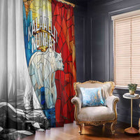 Kalaallit Nunaat Pride Window Curtain Polar Bear Spirit in Stained Glass Style