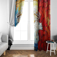 Kalaallit Nunaat Pride Window Curtain Polar Bear Spirit in Stained Glass Style