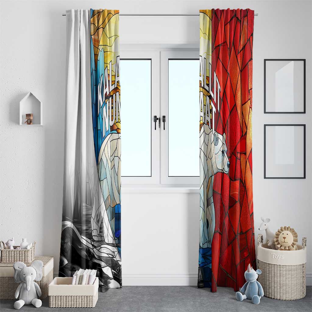 Kalaallit Nunaat Pride Window Curtain Polar Bear Spirit in Stained Glass Style