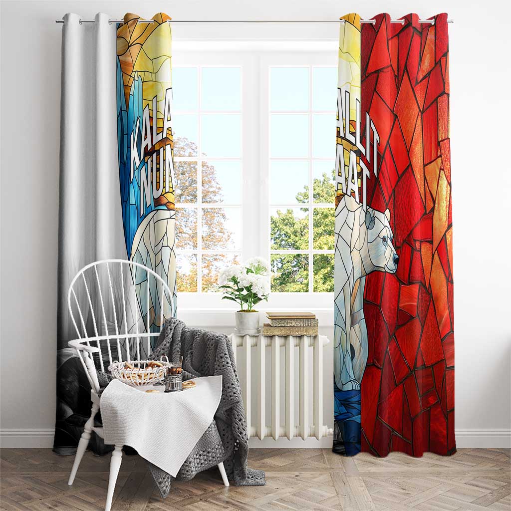 Kalaallit Nunaat Pride Window Curtain Polar Bear Spirit in Stained Glass Style