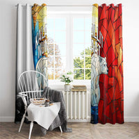 Kalaallit Nunaat Pride Window Curtain Polar Bear Spirit in Stained Glass Style