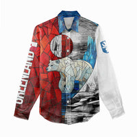 Kalaallit Nunaat Pride Women Casual Shirt Polar Bear Spirit in Stained Glass Style