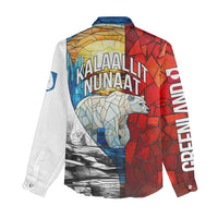 Kalaallit Nunaat Pride Women Casual Shirt Polar Bear Spirit in Stained Glass Style