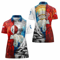 Kalaallit Nunaat Pride Women Polo Shirt Polar Bear Spirit in Stained Glass Style