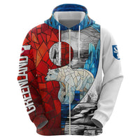 Kalaallit Nunaat Pride Zip Hoodie Polar Bear Spirit in Stained Glass Style