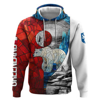 Kalaallit Nunaat Pride Zip Hoodie Polar Bear Spirit in Stained Glass Style