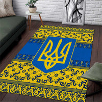 Ukraine Heritage Pride – Vyshyvanka Pattern Area Rug with National Symbol in Blue & Yellow