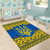 Ukraine Heritage Pride – Vyshyvanka Pattern Area Rug with National Symbol in Blue & Yellow