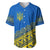 Ukraine Heritage Pride – Vyshyvanka Pattern Baseball Jersey with National Symbol in Blue & Yellow