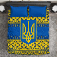 Ukraine Heritage Pride – Vyshyvanka Pattern Bedding Set with National Symbol in Blue & Yellow