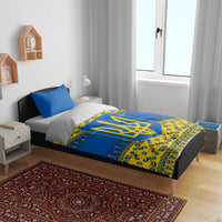 Ukraine Heritage Pride – Vyshyvanka Pattern Bedding Set with National Symbol in Blue & Yellow