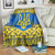 Ukraine Heritage Pride – Vyshyvanka Pattern Blanket with National Symbol in Blue & Yellow