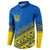 Ukraine Heritage Pride – Vyshyvanka Pattern Button Sweatshirt with National Symbol in Blue & Yellow