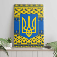 Ukraine Heritage Pride – Vyshyvanka Pattern Canvas Wall Art with National Symbol in Blue & Yellow