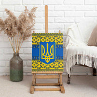 Ukraine Heritage Pride – Vyshyvanka Pattern Canvas Wall Art with National Symbol in Blue & Yellow