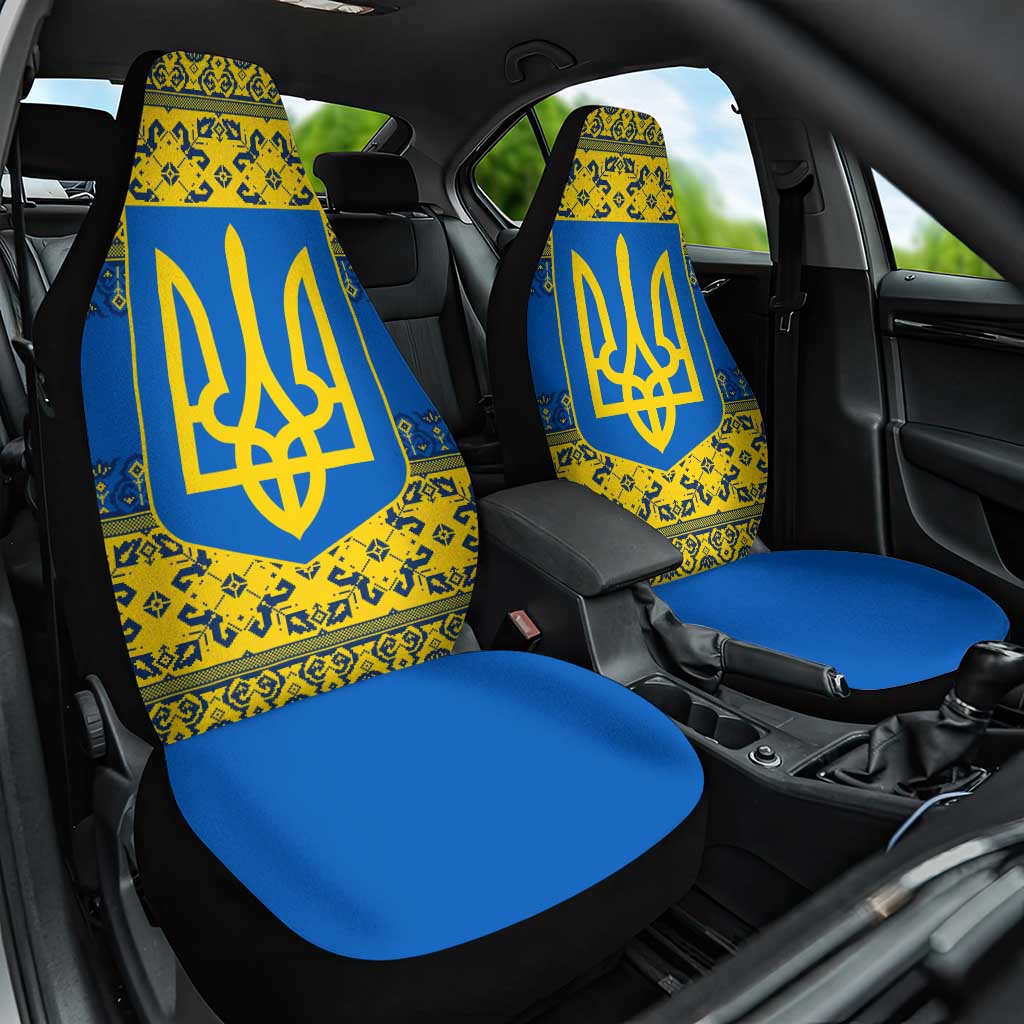 Ukraine Heritage Pride – Vyshyvanka Pattern Car Seat Cover with National Symbol in Blue & Yellow