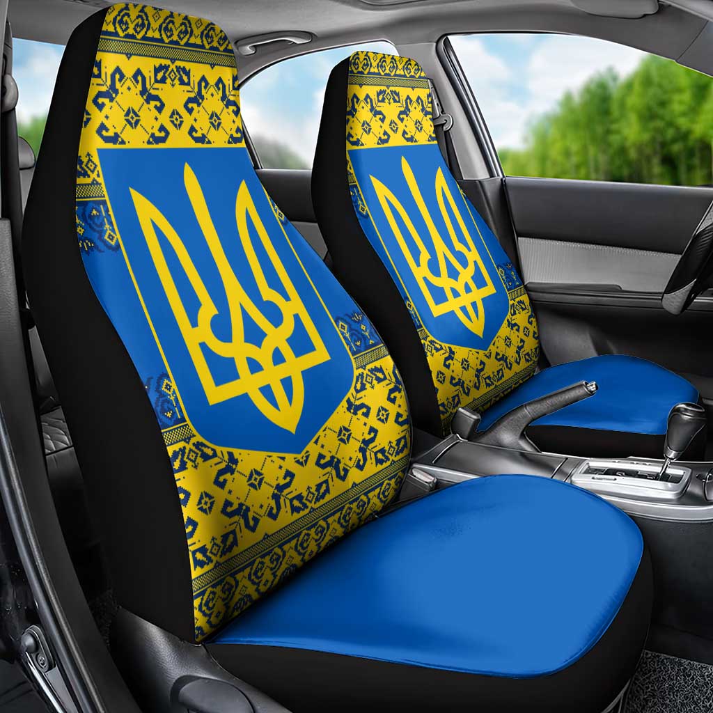 Ukraine Heritage Pride – Vyshyvanka Pattern Car Seat Cover with National Symbol in Blue & Yellow