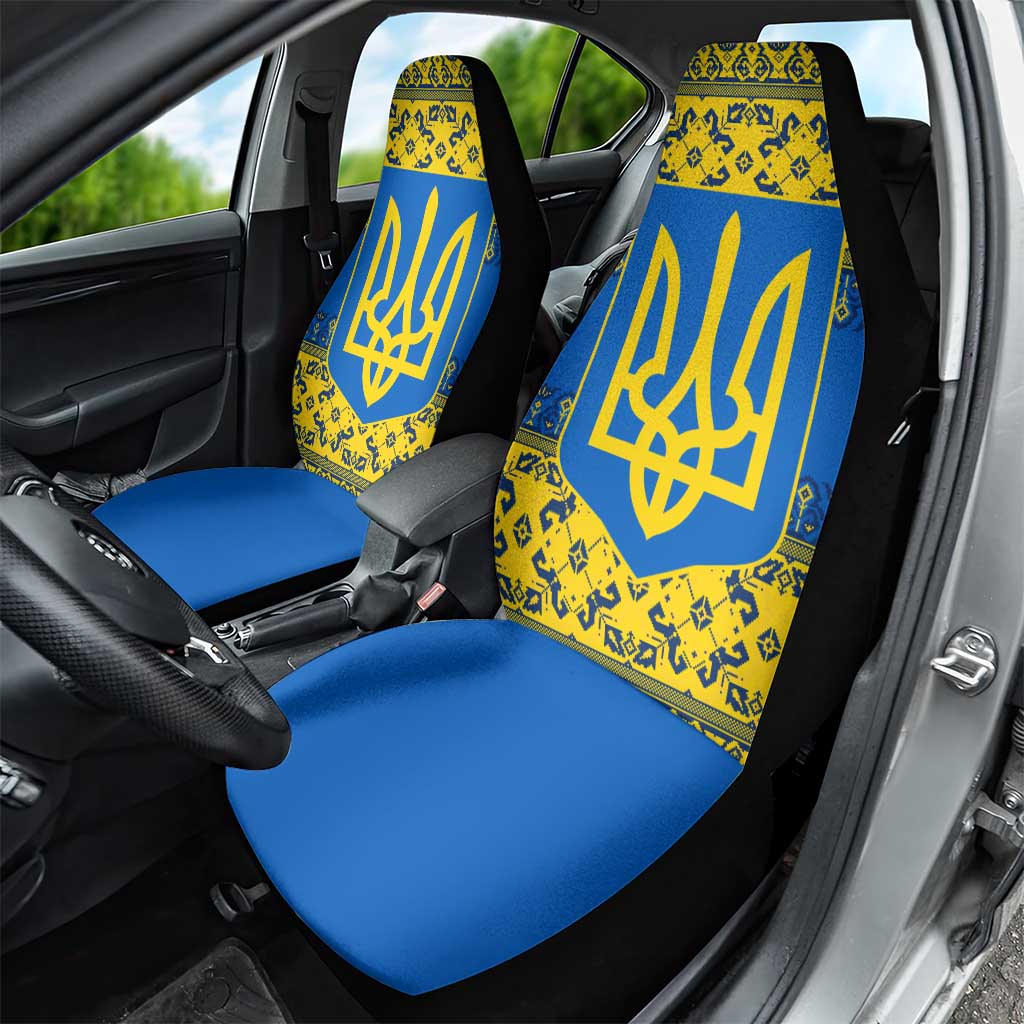 Ukraine Heritage Pride – Vyshyvanka Pattern Car Seat Cover with National Symbol in Blue & Yellow