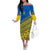 Ukraine Heritage Pride – Vyshyvanka Pattern Family Matching Off The Shoulder Long Sleeve Dress and Hawaiian Shirt with National Symbol in Blue & Yellow