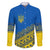 Ukraine Heritage Pride – Vyshyvanka Pattern Family Matching Off Shoulder Short Dress and Hawaiian Shirt with National Symbol in Blue & Yellow