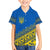 Ukraine Heritage Pride – Vyshyvanka Pattern Family Matching Off Shoulder Short Dress and Hawaiian Shirt with National Symbol in Blue & Yellow
