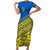 Ukraine Heritage Pride – Vyshyvanka Pattern Family Matching Short Sleeve Bodycon Dress and Hawaiian Shirt with National Symbol in Blue & Yellow