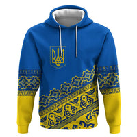 Ukraine Heritage Pride – Vyshyvanka Pattern Hoodie with National Symbol in Blue & Yellow