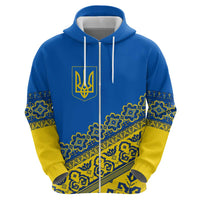 Ukraine Heritage Pride – Vyshyvanka Pattern Hoodie with National Symbol in Blue & Yellow
