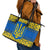 Ukraine Heritage Pride – Vyshyvanka Pattern Leather Tote Bag with National Symbol in Blue & Yellow