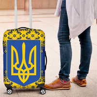 Ukraine Heritage Pride – Vyshyvanka Pattern Luggage Cover with National Symbol in Blue & Yellow