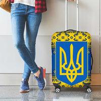 Ukraine Heritage Pride – Vyshyvanka Pattern Luggage Cover with National Symbol in Blue & Yellow