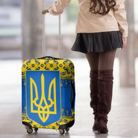Ukraine Heritage Pride – Vyshyvanka Pattern Luggage Cover with National Symbol in Blue & Yellow