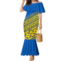 Ukraine Heritage Pride – Vyshyvanka Pattern Mermaid Dress with National Symbol in Blue & Yellow