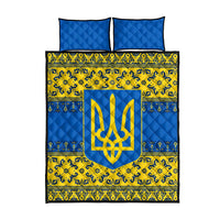 Ukraine Heritage Pride – Vyshyvanka Pattern Quilt Bed Set with National Symbol in Blue & Yellow