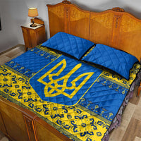 Ukraine Heritage Pride – Vyshyvanka Pattern Quilt Bed Set with National Symbol in Blue & Yellow