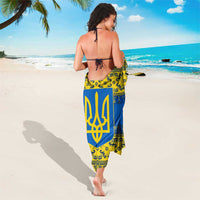 Ukraine Heritage Pride – Vyshyvanka Pattern Sarong with National Symbol in Blue & Yellow