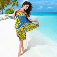 Ukraine Heritage Pride – Vyshyvanka Pattern Sarong with National Symbol in Blue & Yellow