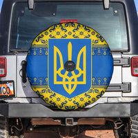 Ukraine Heritage Pride – Vyshyvanka Pattern Spare Tire Cover with National Symbol in Blue & Yellow