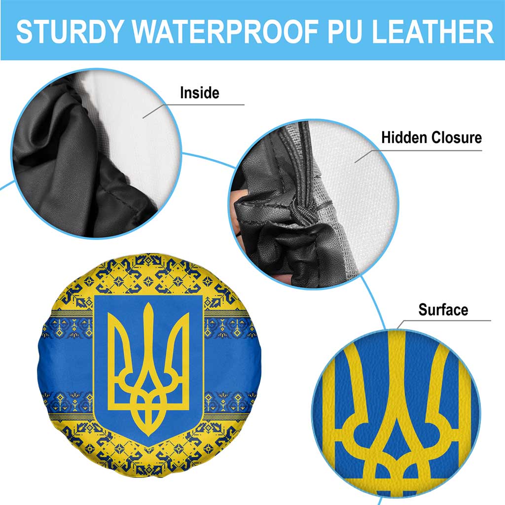 Ukraine Heritage Pride – Vyshyvanka Pattern Spare Tire Cover with National Symbol in Blue & Yellow