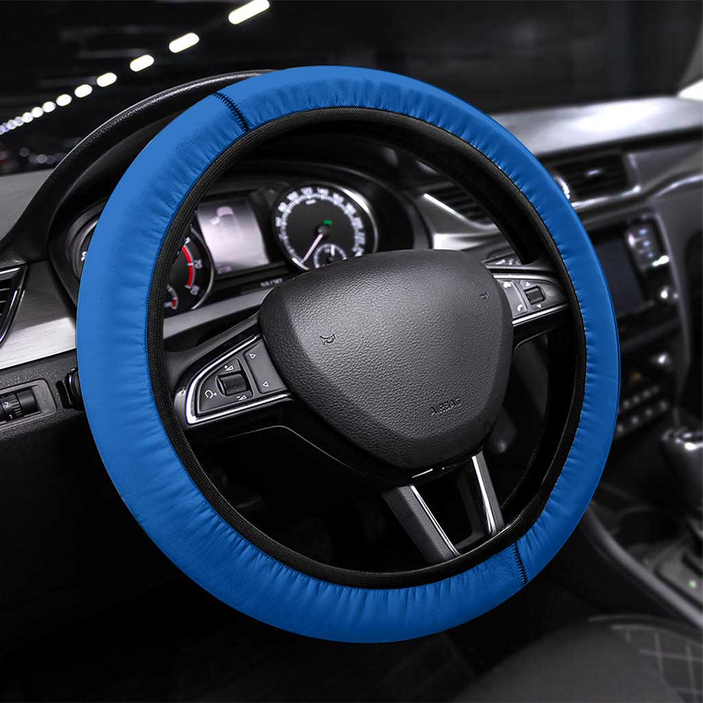 Ukraine Heritage Pride – Vyshyvanka Pattern Steering Wheel Cover with National Symbol in Blue & Yellow
