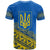 Ukraine Heritage Pride – Vyshyvanka Pattern T Shirt with National Symbol in Blue & Yellow
