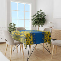 Ukraine Heritage Pride – Vyshyvanka Pattern Tablecloth with National Symbol in Blue & Yellow