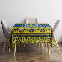 Ukraine Heritage Pride – Vyshyvanka Pattern Tablecloth with National Symbol in Blue & Yellow