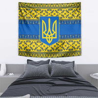 Ukraine Heritage Pride – Vyshyvanka Pattern Tapestry with National Symbol in Blue & Yellow