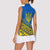 Ukraine Heritage Pride – Vyshyvanka Pattern Women Sleeveless Polo Shirt with National Symbol in Blue & Yellow