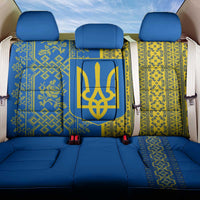 Ukrainian Flag Colors Back Car Seat Cover with Trident Crest and Traditional Folk Pattern