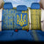 Ukrainian Flag Colors Back Car Seat Cover with Trident Crest and Traditional Folk Pattern