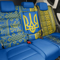 Ukrainian Flag Colors Back Car Seat Cover with Trident Crest and Traditional Folk Pattern
