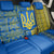 Ukrainian Flag Colors Back Car Seat Cover with Trident Crest and Traditional Folk Pattern